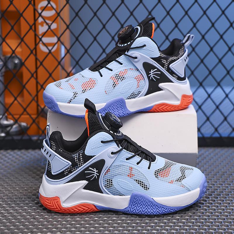 2025 Spring New Middle-aged and Older Boys Mesh Ventilation Training Running Competition Sports Children's Knob Basketball Shoes