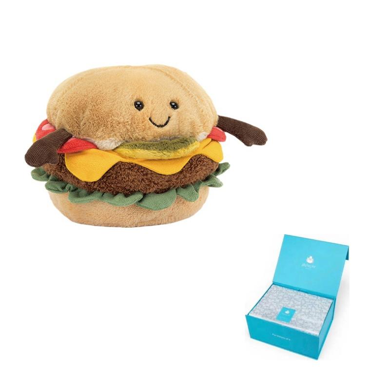 Jellycat Серия 'Вкусная еда' Гамбургер Милая кукла Плюшевая кукла Высота 11 см