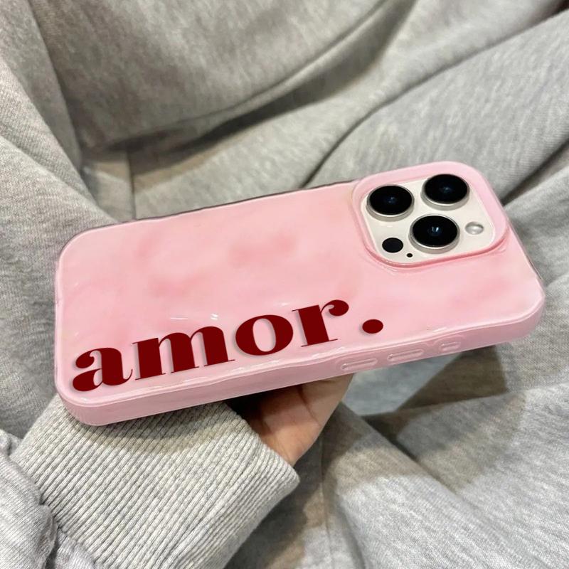Модный красный чехол для телефона с английским узором Amor для iPhone 17 Air 16 15 13 14 12 11 Pro Max Plus 16E 17 Pro Y2K Продвинутый чехол