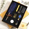 1 Set Quill Pen Set Nice-looking Meaningful Stainless Steel Smooth Writing Feather Pen Ink Kit Stationery Supplies