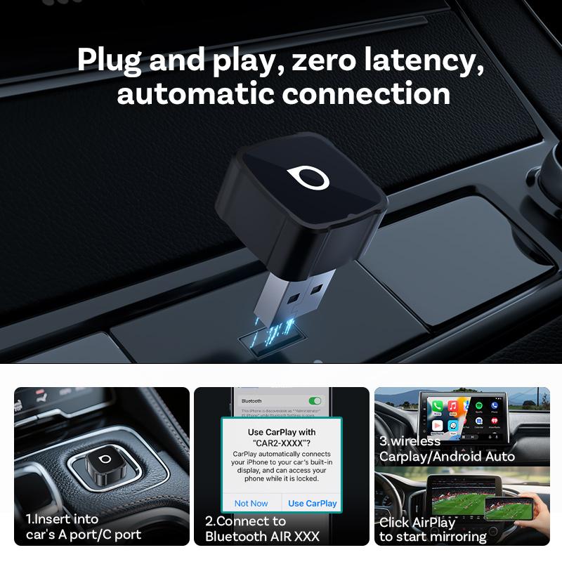 OTTOCAST MINI AIR Cube 4.0 Wireless CarPlay Android Auto 3 in 1 Adapter Screen Mirroring Car Accessories for Youtube Tiktok x5