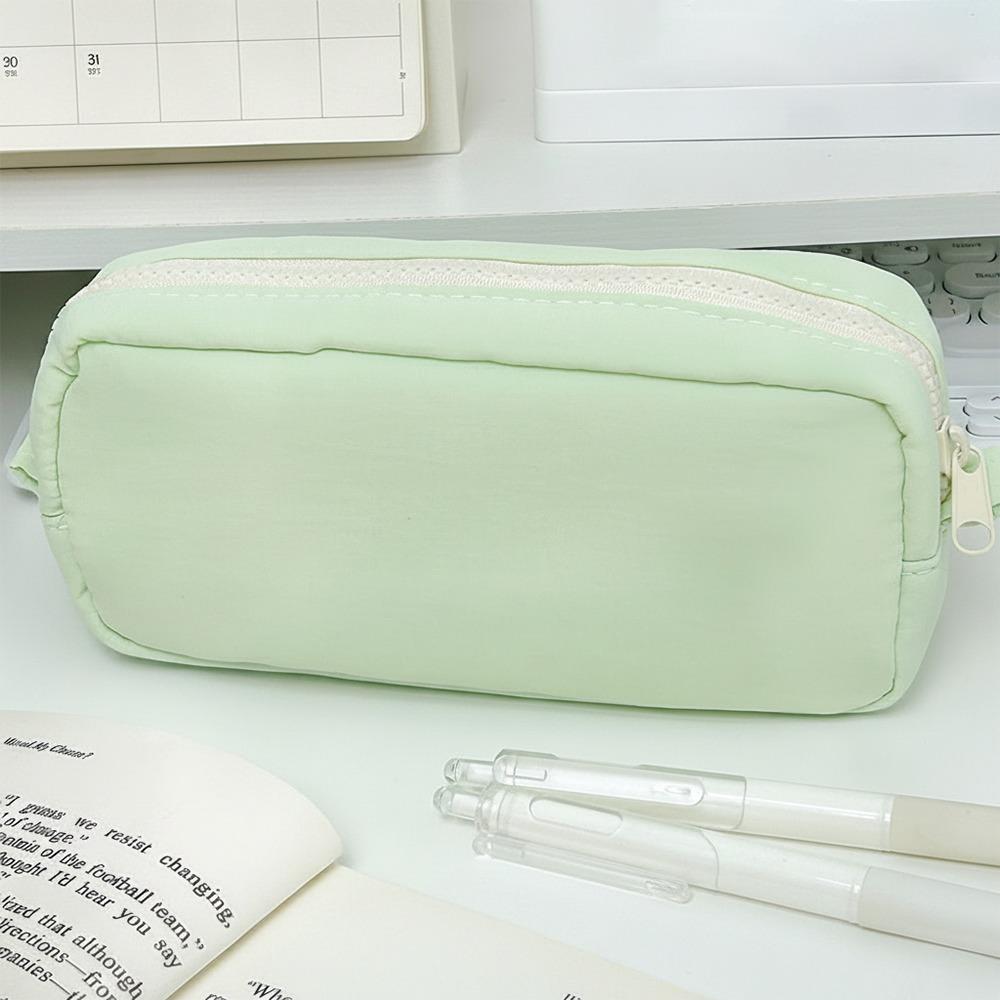 Solid Color Pen Bag Zipper Design Stationery Organizer High Quality Pen Box School Office