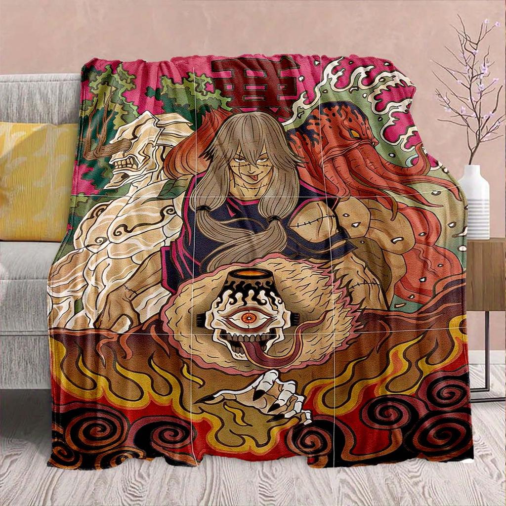 Jujutsu Kaisen Anime Flannel Blanket - Soft Warm Perfect for Sofa, Bedding Camping Travel Office Home Decor -QJY