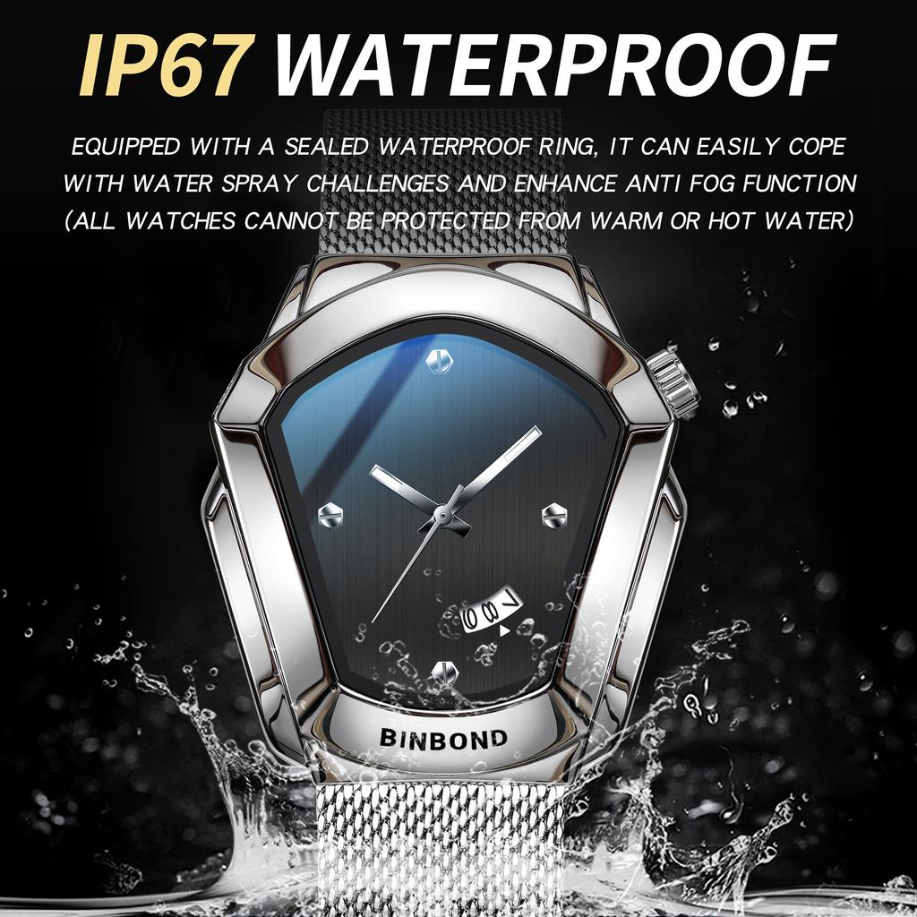 BINBOND Original Waterproof Quartz Watches For Men Luxury Sturdy Luminous Auto Date Men's Watch precise Reloj