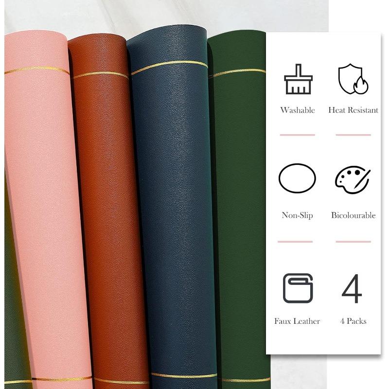 Leather Placemats Set of 1 4 or 6 Pcs Waterproof Heat Resistant Non Slip Washable Dining Table Mats