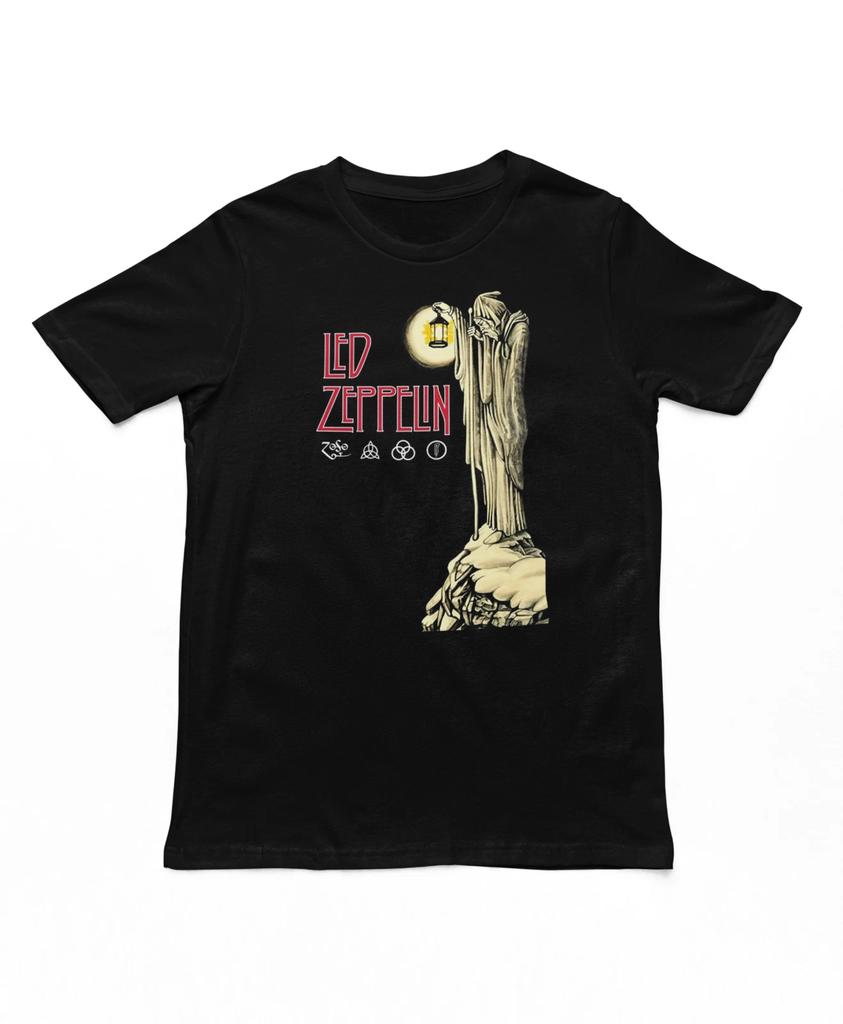 Led Zeppelin Hermit T Shirt Mens Rock and Roll Music Classic Band Tee New Black