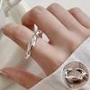 Кольцо на палец в корейском стиле из серебра 925 пробы с геометрическим дизайном - Женское винтажное хип-хоп украшение для указательного пальца или мизинца.