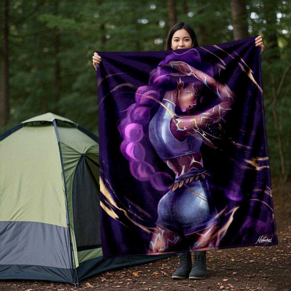 "Galactic Elegance: Purple Starry Night Crop Top & Shorts Set"Blanket Lightweight Flannel Throw Blanket for Sofa, Bed, Travel, Camping, Livi
