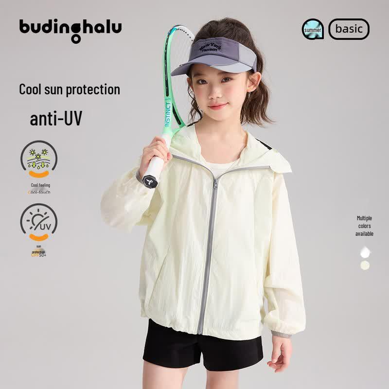 Buding Halu Girls' UPF50+ Hooded Sun Protection Jacket