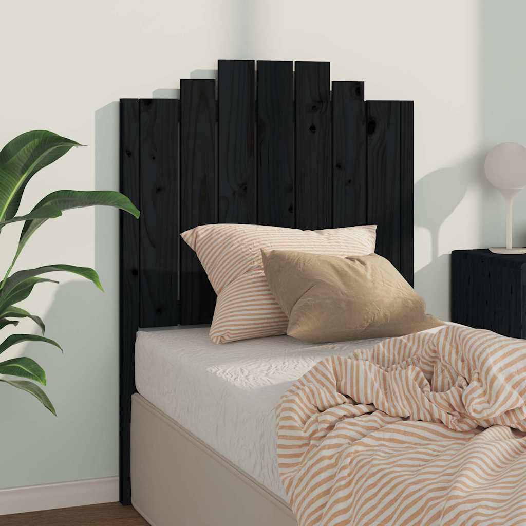 Headboard Black 81x4x110 cm Solid Pine Wood