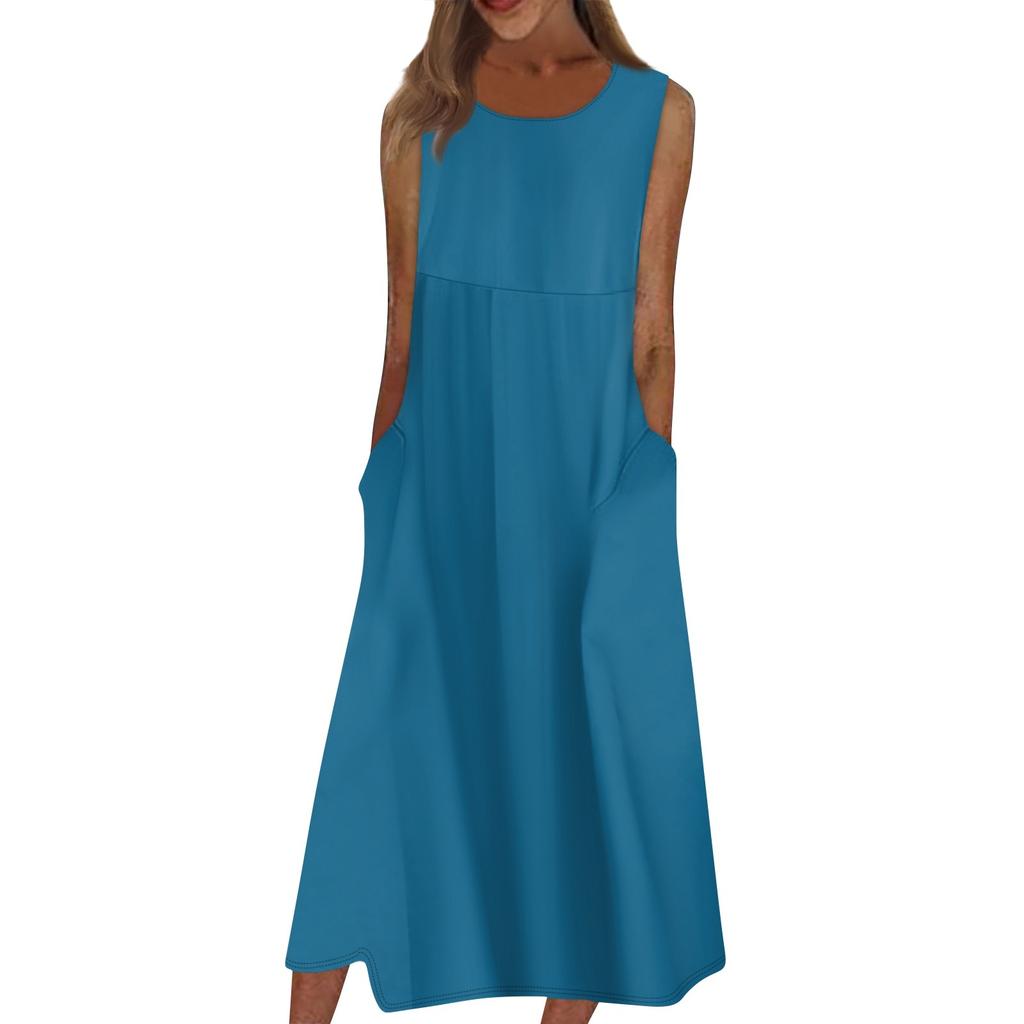 Жен. Повседневные платья с принтом Круглый вырез Классический Классический На открытом воздухе Повседневные Без рукавов Свободные платья