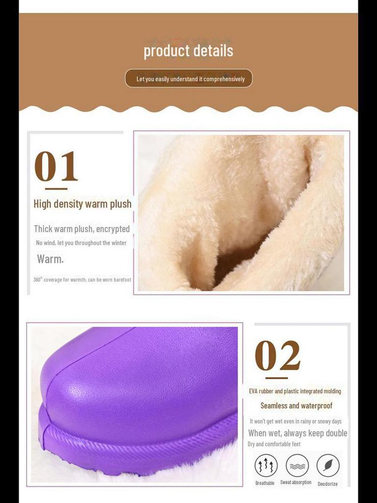 2024 Унисекс Черные зимние ботинки: Бархат, водонепроницаемый, легкий, утолщенный ЭВА для тепла