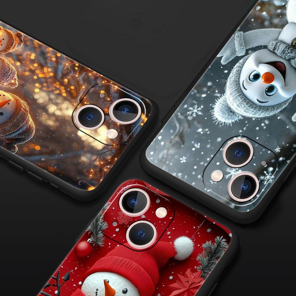 Рождественский чехол-накладка со снеговиком для iPhone 17 16 15 14 13 12 Pro Max 11 Pro Max 17 AIR Plus Ударопрочный мягкий ТПУ корпус Fundas