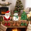 3Pcs Handmade Craft Santa Snowman Tree Ornament Christmas Tiered Tray Decor  Fireplace Mantel