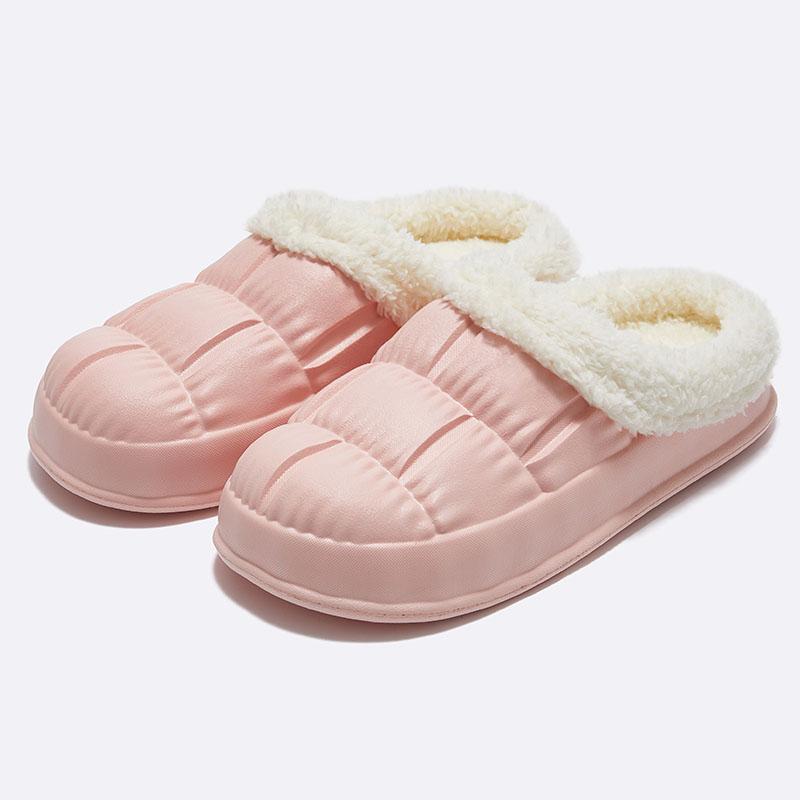 Модные Comwarm Новые модные плюшевые тапочки для женщины мужчины Обувь-хлеб Зимние теплые Толстая платформа Водонепроницаемые тапочки Уличная домашняя обувь