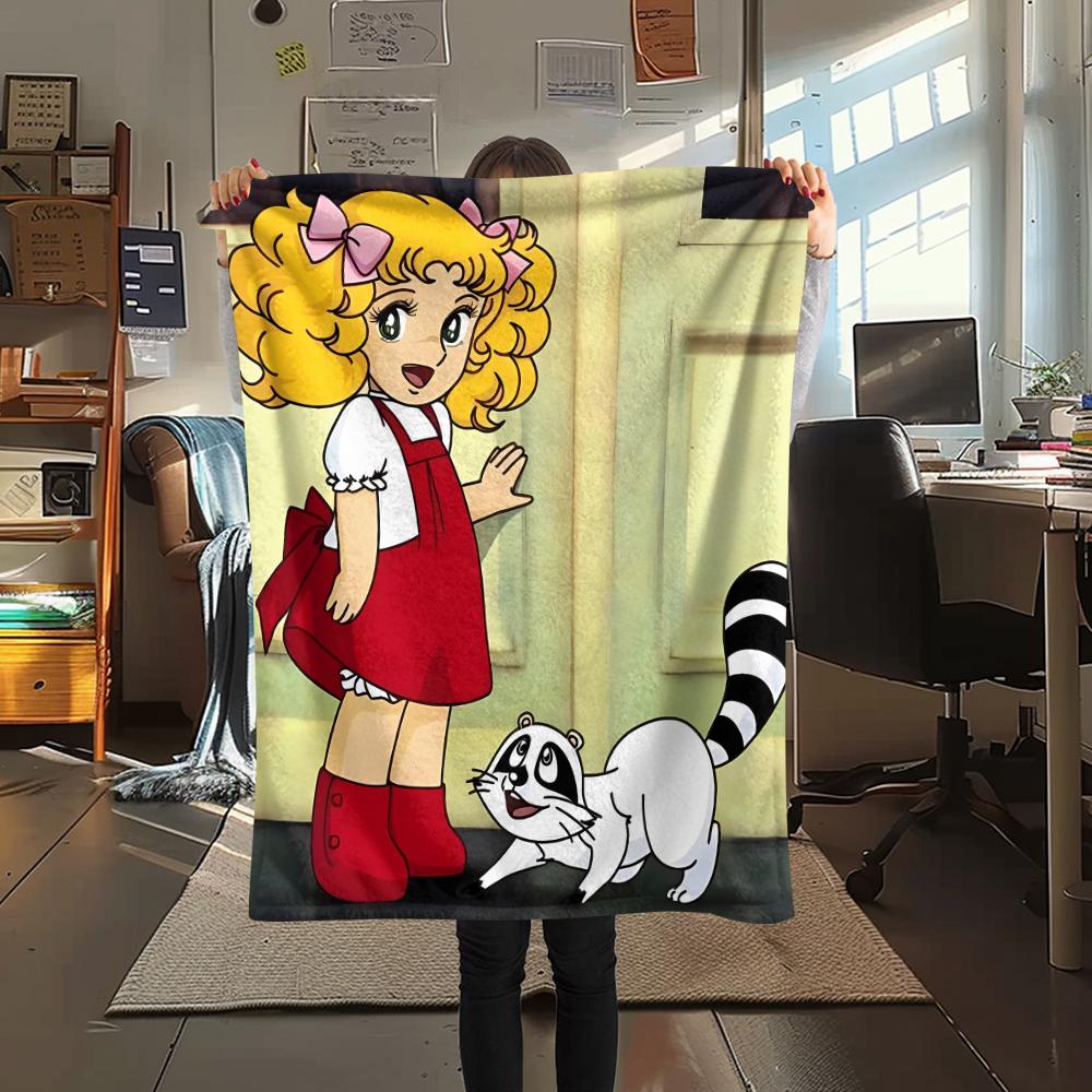 1PC Candy Candy Print Flannel Blanket, High quality All Seasons, Home Decor, Warmth and Comfort, Perfect for Christmas Gifts