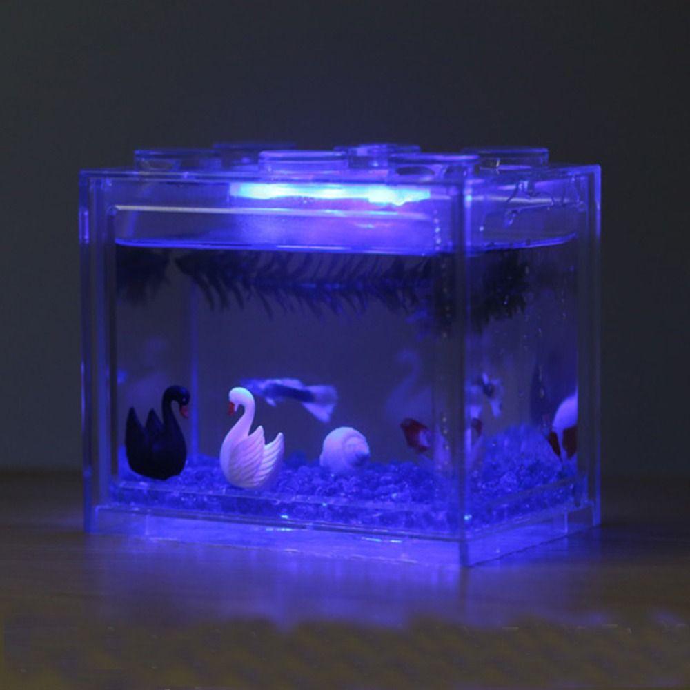 USB Мини Аквариум Рыбный Бак Мини Микро Ландшафтный Ящик Домашнее Украшение Маленький Эко Цилиндр Офис