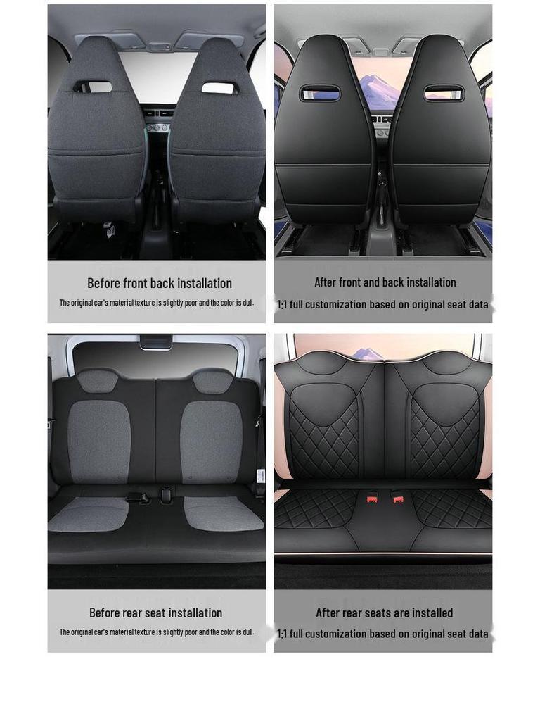 Wuling Mini Full Leather Cartoon Car Seat Cushion - Universal Fit, Four Seasons.