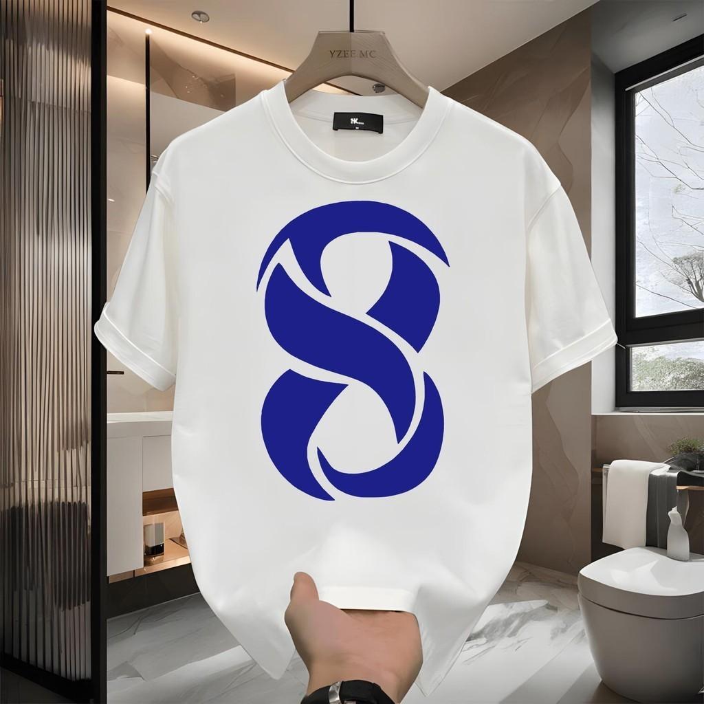 Новая футболка из чистого хлопка с принтом Чистый хлопок Американский стиль Модная футболка Уличный стиль Свободный крой Летняя футболка Парная футболка с коротким рукавом