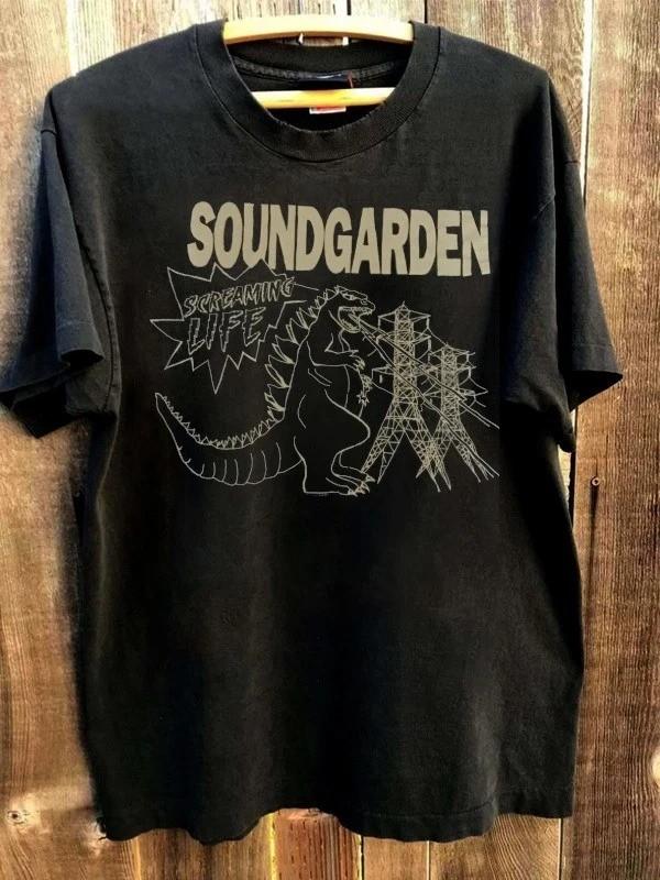 Soundgarden Screaming Life Черная футболка унисекс с коротким рукавом Репринт Футболка унисекс
