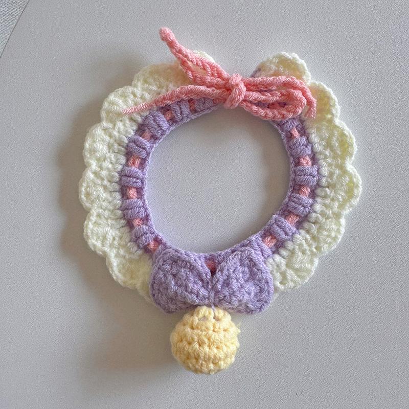 Ошейник для питомца, плетеный вручную, милое вязаное ожерелье для кота, ошейник для маленькой кошки, украшение на шею для маленькой собаки