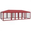 Red Party Tent with 12 Mesh Side Panels 8x4 m HDPE