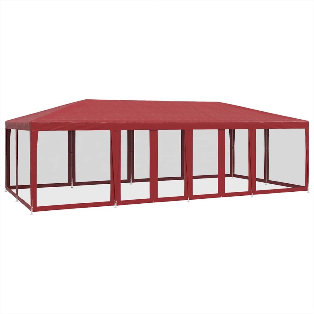 Red Party Tent with 12 Mesh Side Panels 8x4 m HDPE