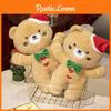 Christmas Bear Plush Toy Doll With Santa Hat For Holiday Decor