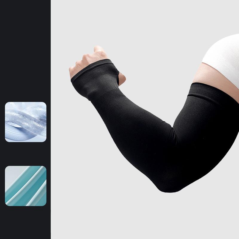 Рукава из ледяного шелка для женщин, летние, солнцезащитные, мужские, для рыбалки, велоспорта, дышащие, двухпальцевые, нескользящие, утепляющие рукава для вождения