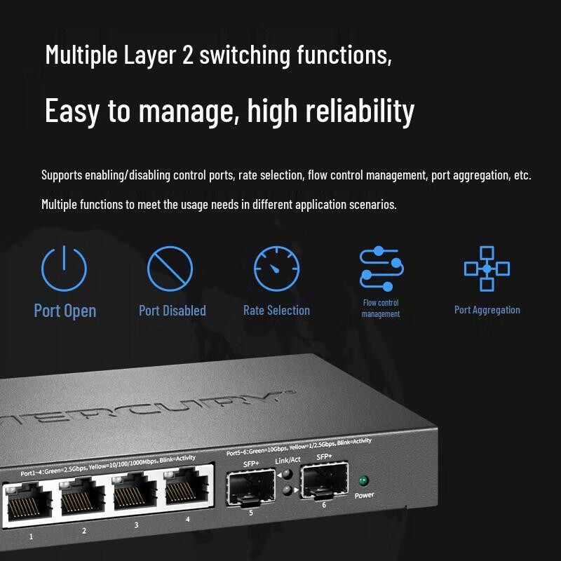 MERCURY 6-Port 2.5G Smart Managed Switch (2x 10G SFP + 4x 2.5G RJ45)