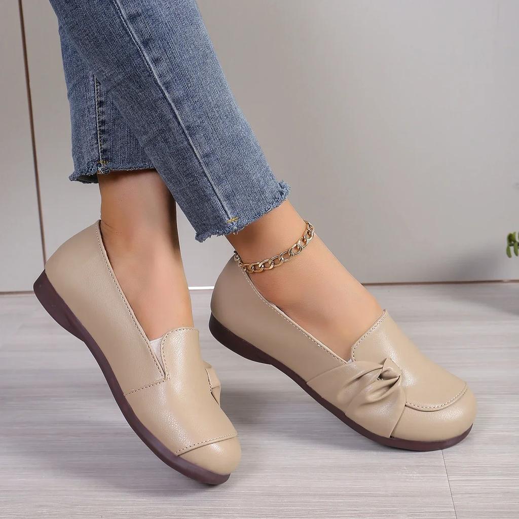 Fashion New Summer Women Flat Shoes Comfort Non-slip Soft Oxford Solid Color Mom's Shoes New Fashion Leather Flat Footwear