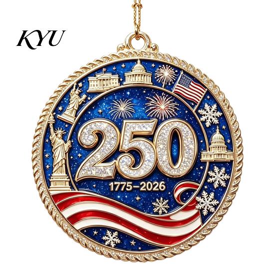 250th Anniversary Commemorative Gift 250 USA Christmas Ornament, United States 1776-2026 Tree Patriotic Decor Keepsake, Acrylic Holiday Hanging
