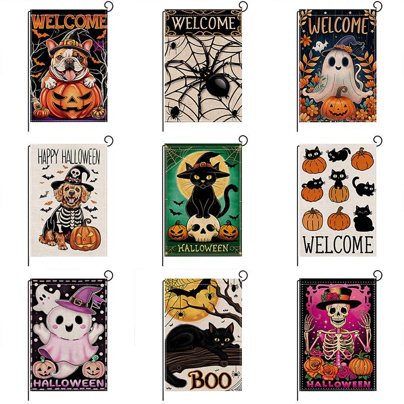 Хэллоуин Садовые Флаги Привидение и Смешная Тыква Украшения В помещении и На улице Подвешивание Маленьких Флагов