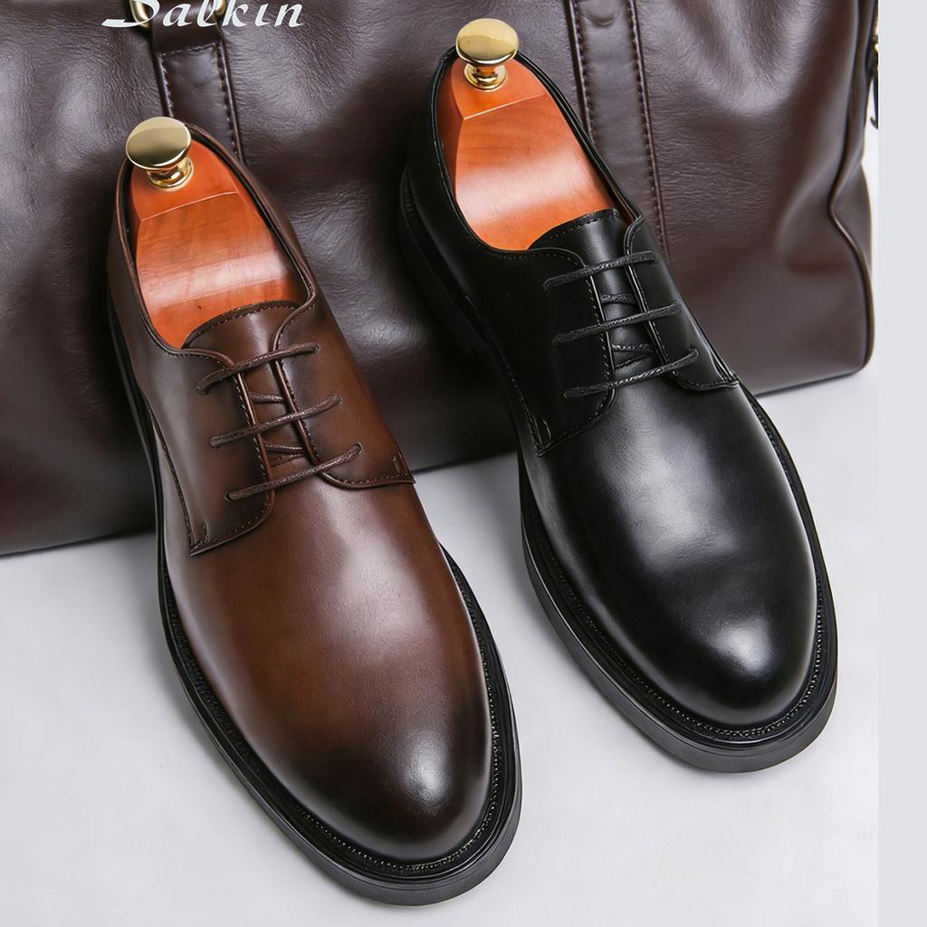 Classic Men Dress Shoes Lace Up Derby Shoes Formal Business Lesther Shoes Anti Slip Wear-resistant Office Daily Casual Shoes