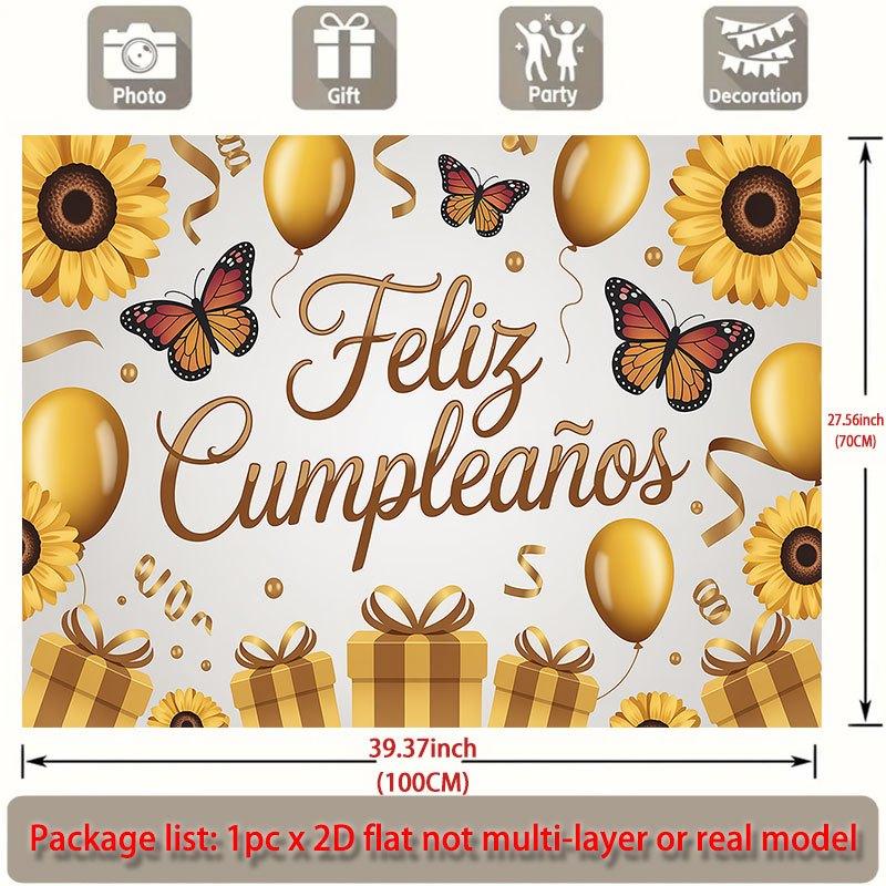 Фон для вечеринки Плоский Feliz Cumpleaos Мероприятия Свадьба Церемония вступления Четыре сезона Декор фотобудки Декор входной двери Праздники