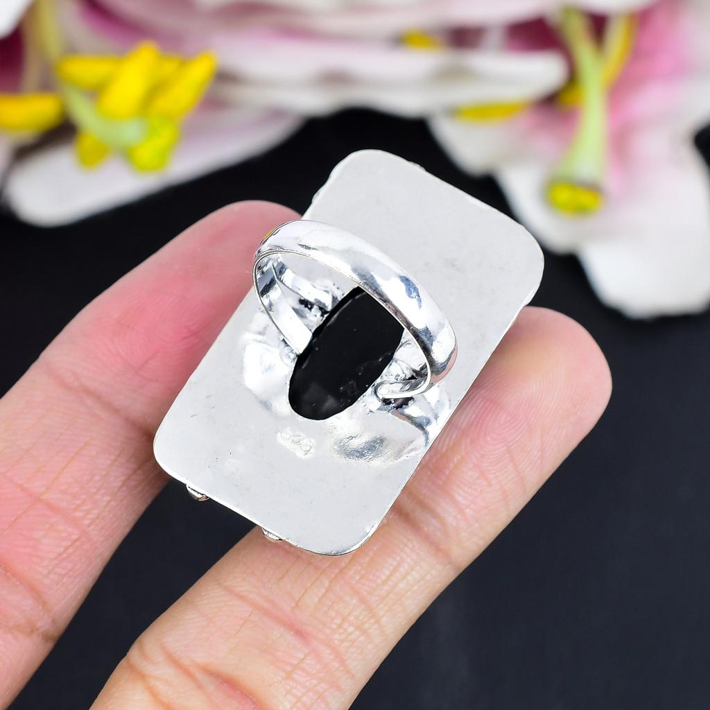 Silversheen Obsidian Gemstone 925 Sterling Silver Jewelry Ring Size 9.5 KG-1678