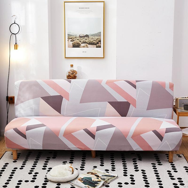 Fashion Geometric Sofa Cover Folding Sofa Bed Armless All-inclusive Anti-dust Lipcover Stretch Elastic Cover Furniture Protector