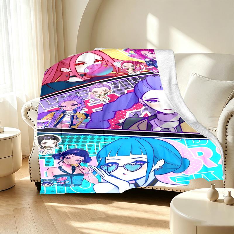 KPop Demon Hunters Pattern Blanket for Home Decoration, Bed, Sofa, Car Travel, Camping, Suitable for All Seasons, Birthday Christmas Gift