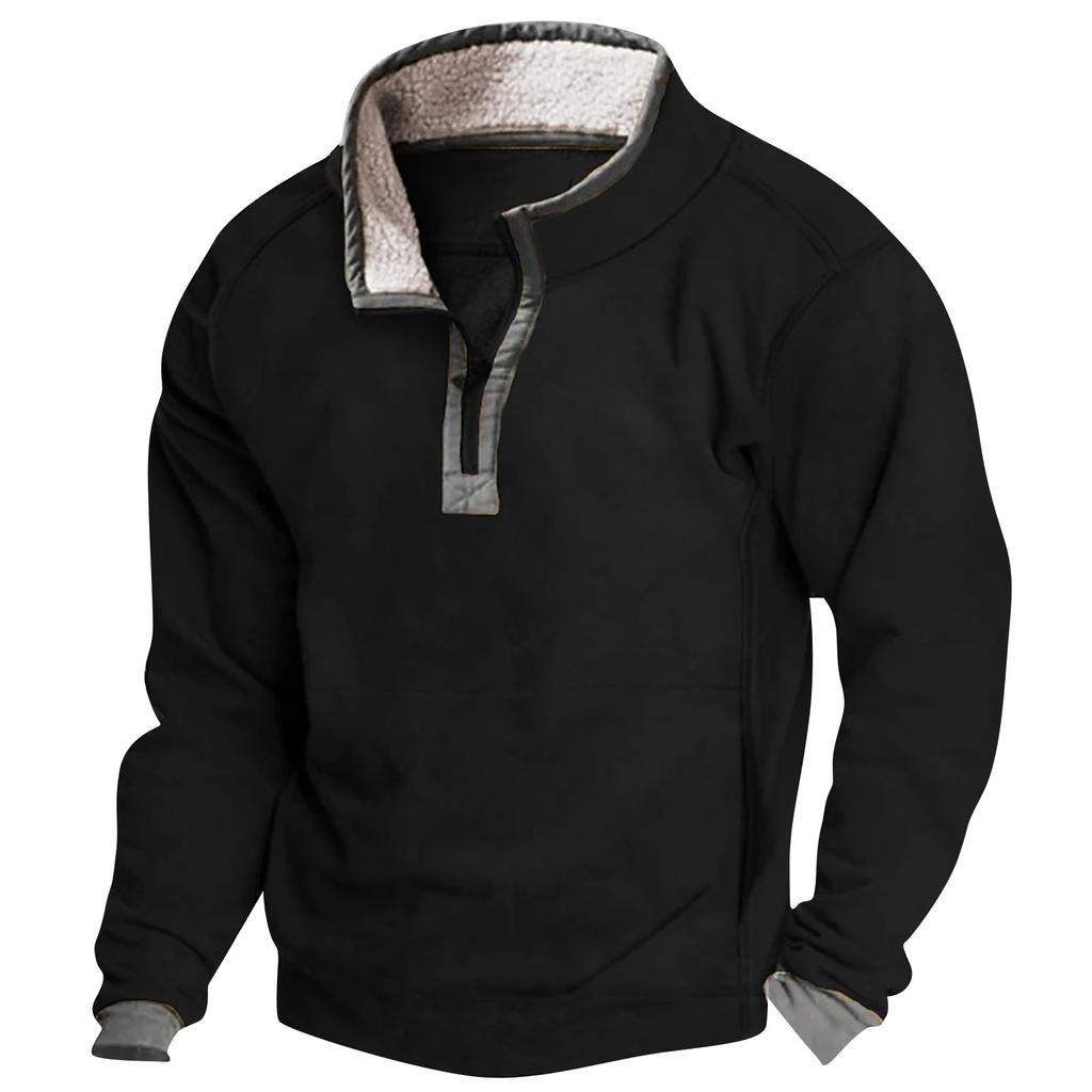 Мужской винтажный спортивный свитер с длинным рукавом и высоким воротником на молнии до половины