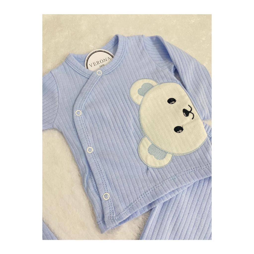 Baby Boy Teddy Bear Detailed 3-piece Hospital Discharge Set Newborn Outfit 0-3 Months 50-56cm Organic Cotton