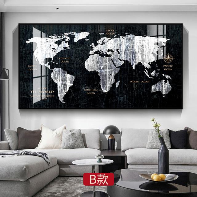 Карта мира, украшение, холст, картина, ретро, абстрактный пейзаж, художественный принт, постер для современного дома, гостиной, Настенный декор, фреска, подарок