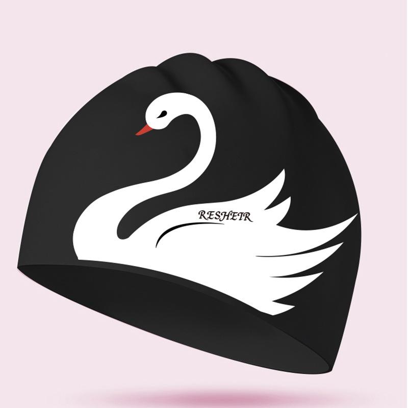 Силиконовая шапочка для плавания со свежим сладким цветочным принтом для женщин, модная шапочка для плавания с длинными волосами, защита ушей, аксессуары для бассейна