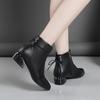 Женские ботильоны на высоком каблуке с плюшевой подкладкой, острый носок, однотонные, короткие, боковая молния, украшение в виде завязанного банта, мягкие и удобные