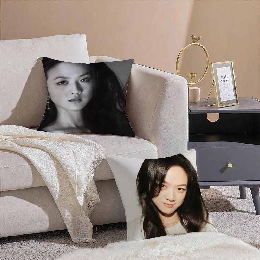 Elegant Beautiful Actress TTang Wei Cushion Cover Pillowcase Short Plush Invisible zipper Room Sofa Cushion Cover