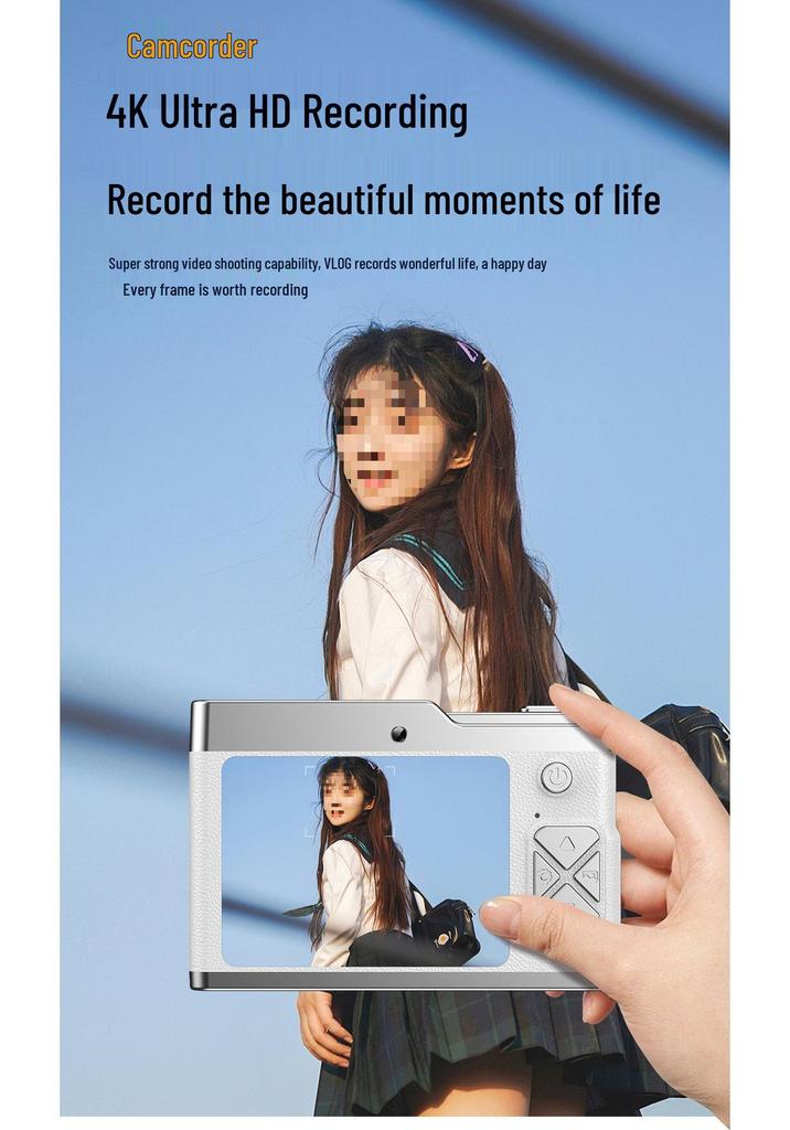 Ultra HD Mini Dual Camera - Student Entry-Level Telephoto Gift in Moonlight White
