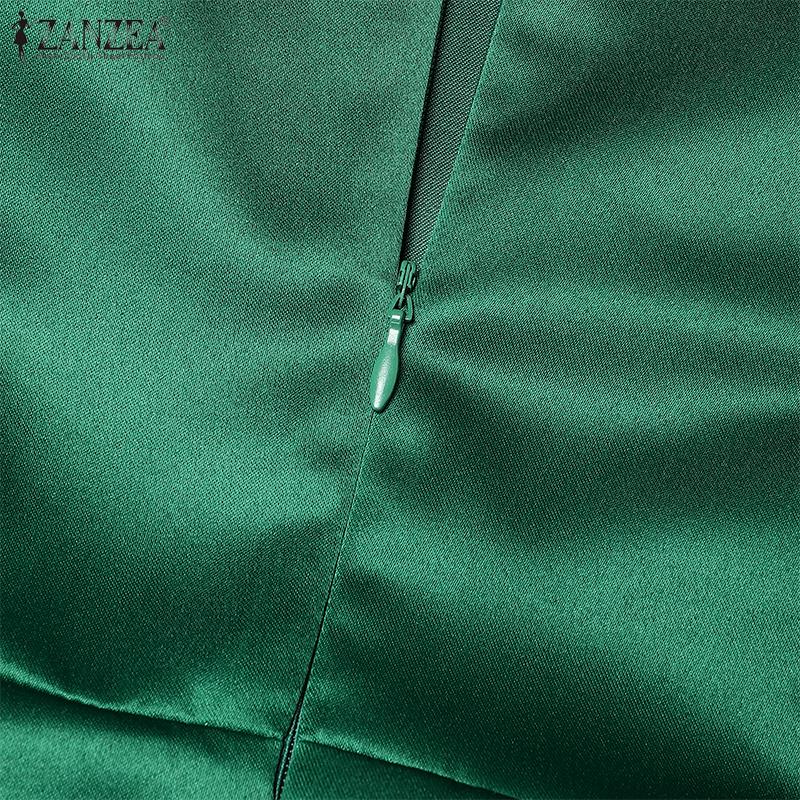 ZANZEA Women Vintage Square Neck Sleeveless Belt Dresses