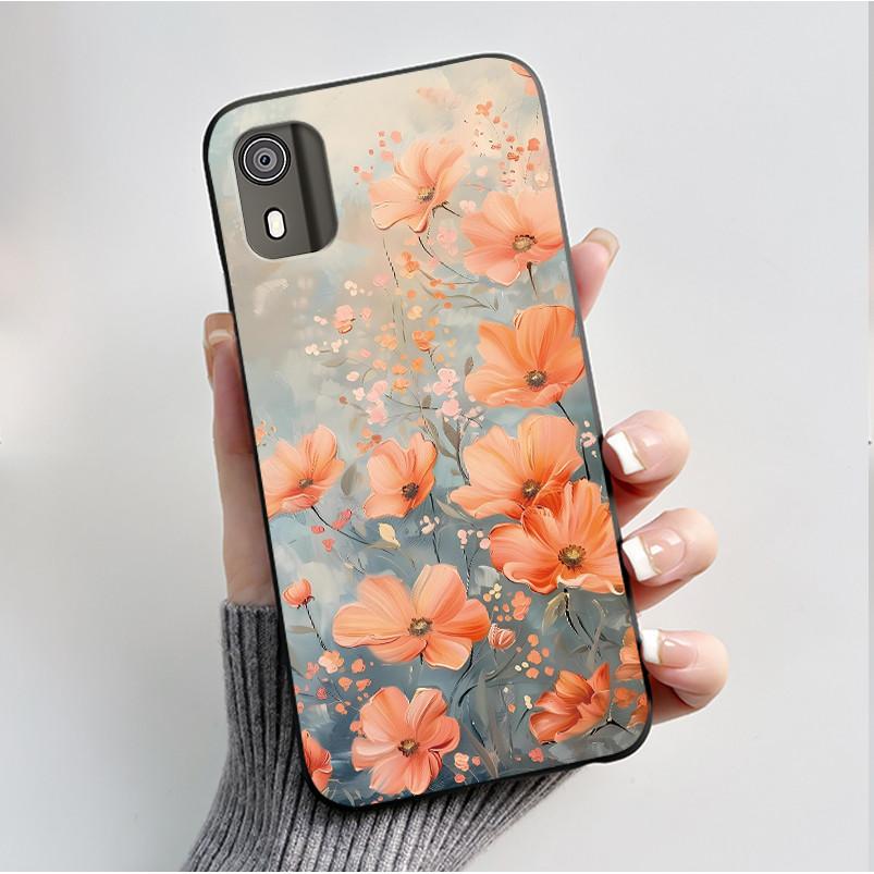 For Nokia C02 C12 C12+ Plus Case Luxury Butterfly Flower Black Soft Silicone TPU Phone Case For NOKIA C12 Pro Back Cover Casing