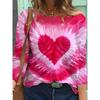 New 3D Heart Patterned Women's Urban Fashion Long-Sleeved Round-neck T-Shirt