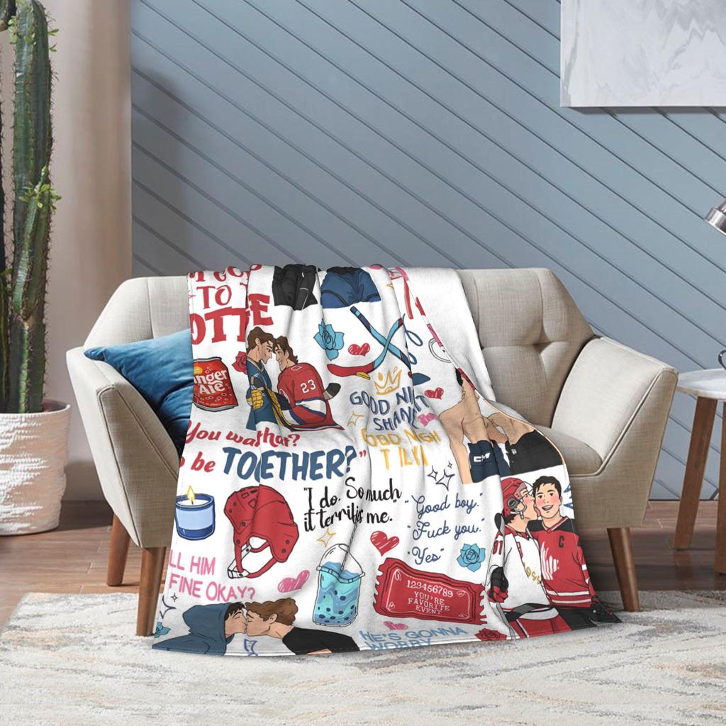 Heated Rivalry Knitted Blankets Cute Hollanov  Flannel Throw Blankets Summer Air Conditioning Decoration Soft Warm Bedspreads