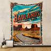 Badlands National Park Vintage Poster Patterned tapestry home decor, suitable for bedroom and living room, gift